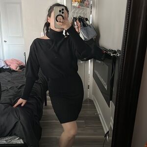 Marciano for Guess Knit Black Turtleneck Cutout Shoulder Dress